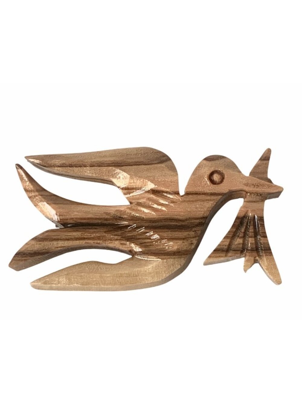 Olive Wood Branch Dove Brooch Hand-Carved